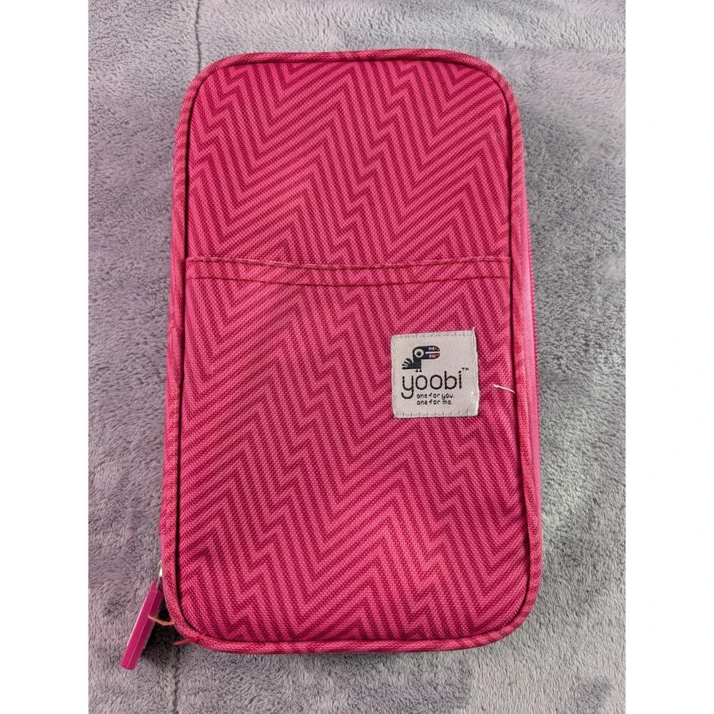 Yoobi Pink Zigzag Chevron Document Organizer Case Zip Around Travel Pouch